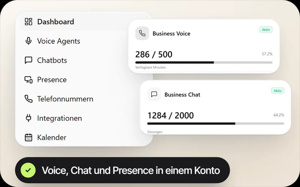 EchoHub Dashboard mit Voice und Chat