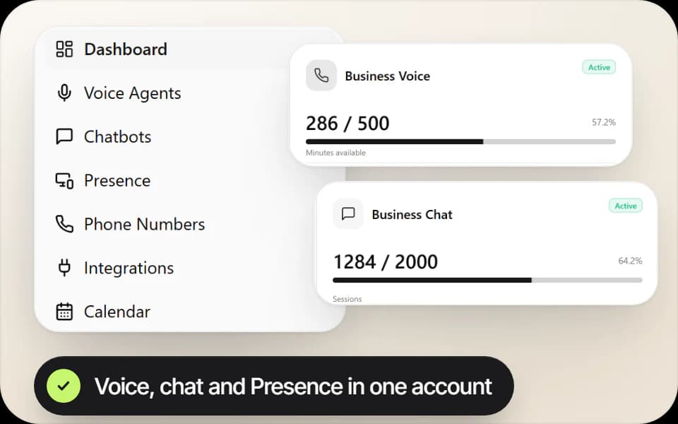 EchoHub dashboard with voice and chat