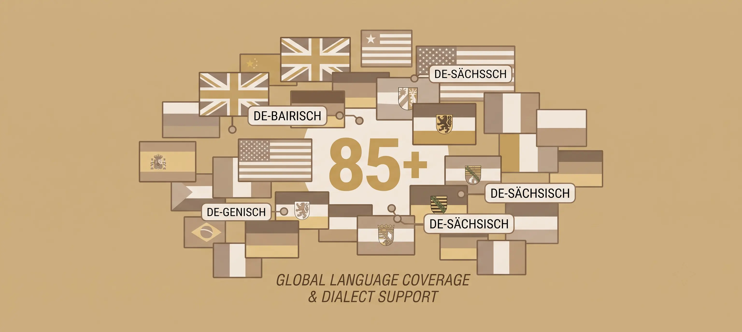 85+ languages, dialects included