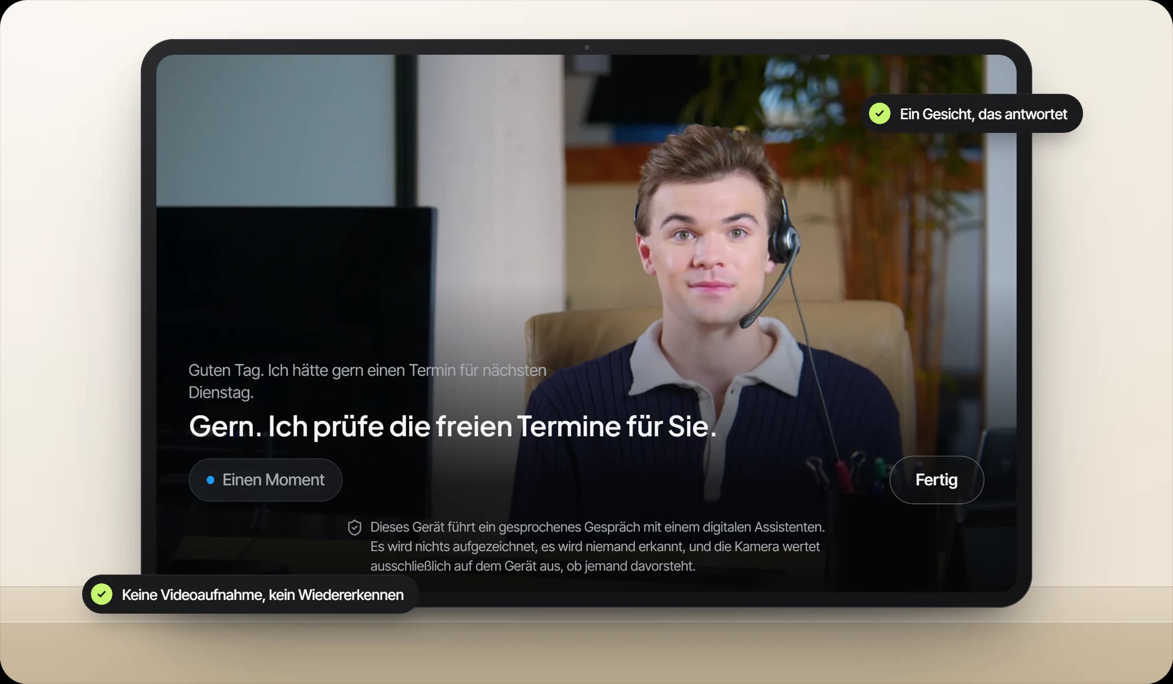 Presence in EchoHub, Ansicht mit Demodaten