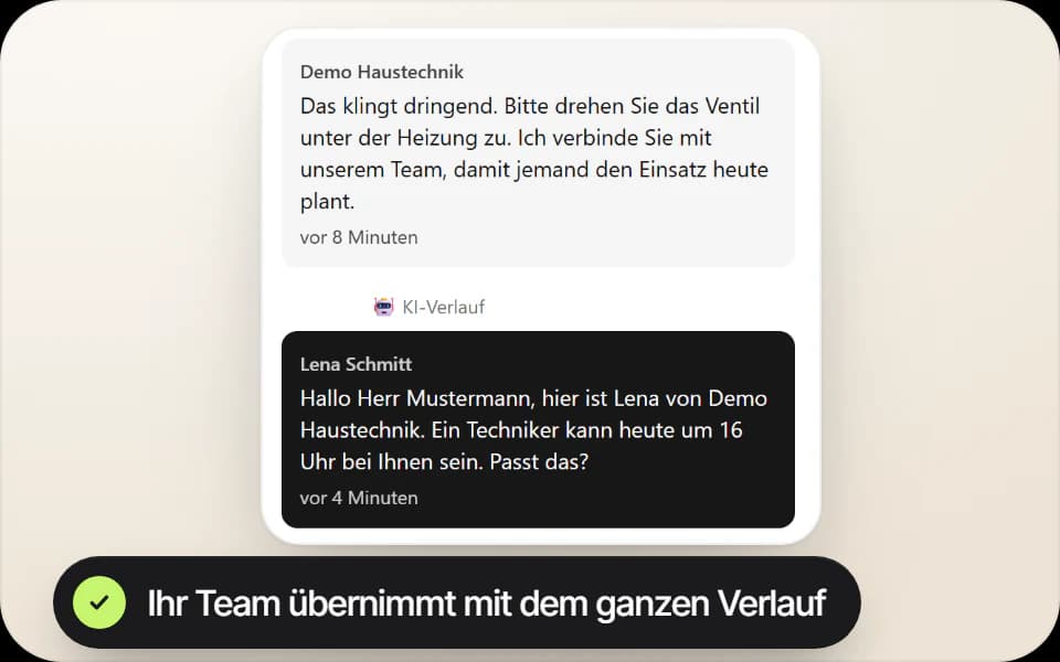Nahtlose Übergabe an Menschen